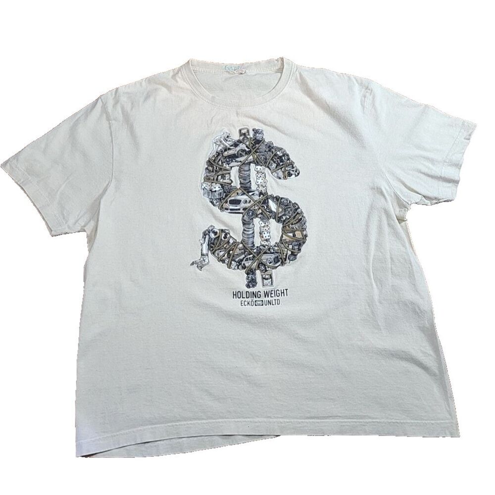 Y2k Ecko T Shirt Men's XXL 2XL‎ Money Dice Cars Streetwear Holding Weight Bling